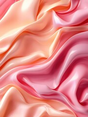 Poster - Soft and Shimmering Fabric Drapery in Gradients of Pink and Peach Shades