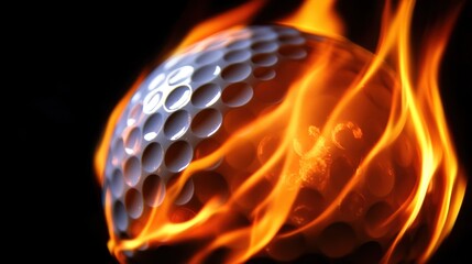 Poster - Golf Ball Surrounded by Flames in Dramatic Visual Display of Energy