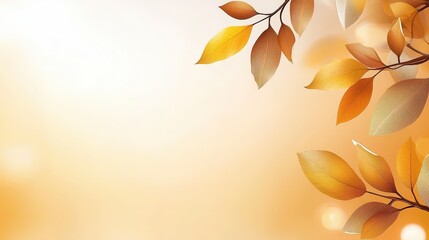 Poster - Autumn-themed backgrounds with bokeh nature light on a smooth orange-yellow gradient, ideal for creating serene, fall-inspired designs with a soft, defocused effect.