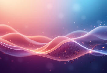 Leinwandbilder - Gradient waves with light particles, flowing abstract background design