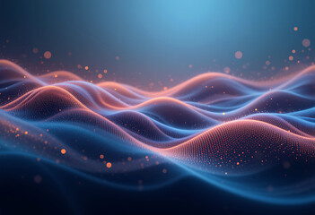 Leinwandbilder - Gradient waves with light particles, flowing abstract background design
