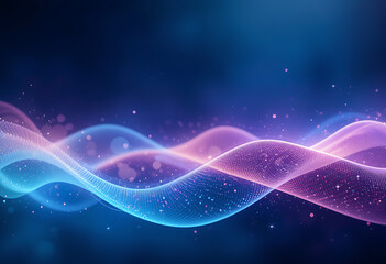 Leinwandbilder - Gradient waves with light particles, flowing abstract background design