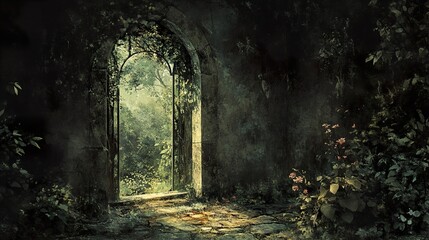 Canvas Print - Mystical Forest Gateway: A Dark, Enchanting Landscape