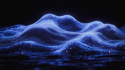 Poster - a blue wave with a lot of glitter on it