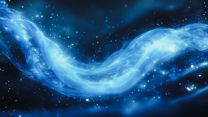 Poster - A blue wave with a lot of white and blue specks. The blue color is very bright and the white specks are scattered throughout the image