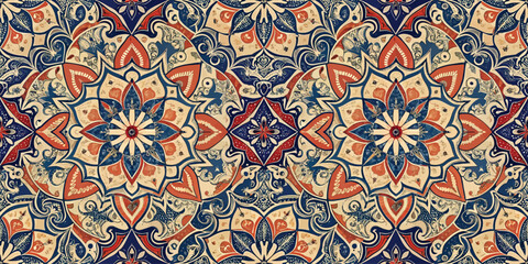 Naklejka na meble Intricate mandala pattern featuring vibrant colors and detailed design elements, creating a captivating visual effect.