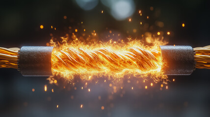 Poster - A wire is on fire and it is twisted