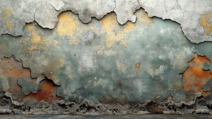 Poster - A wall with peeling paint and a lot of cracks