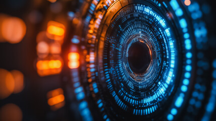 Poster - A blue circle with orange and blue lines