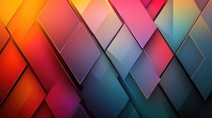 Canvas Print - Triangles, squares, stripes, lines. Color gradient. Modern, futuristic. Colorful. Bright.