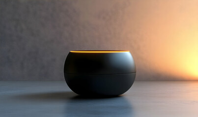 Poster - A sleek, modern black bowl with a glowing rim, set against a softly lit background.