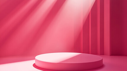 Poster - Pink stage with soft lighting creates a vibrant atmosphere for performances. 