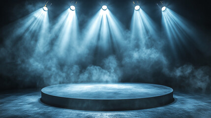 Poster - Dramatic lighting and fog create a captivating performance atmosphere. 