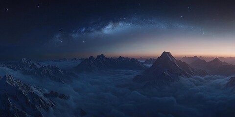 Poster - Mountain Range Night View