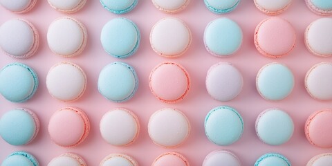 Wall Mural - Macarons on Pink Surface