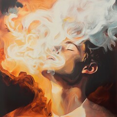 Canvas Print - Enigmatic Haze: A Dreamlike Portrait in Smoke and Light