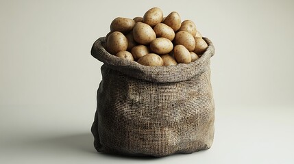 Wall Mural - A bag of potatoes isolated on white background