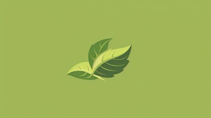 Poster - A simple illustration of two leaves on a green background.