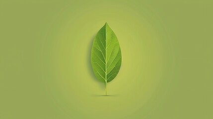 Poster - A single green leaf is centered on a light green background.