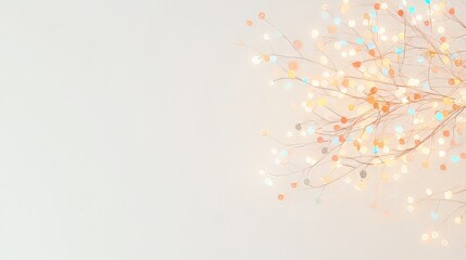 Poster - Delicate Twinkling Lights on Bare Branches Against a Soft Neutral Background for Modern Decor Inspiration