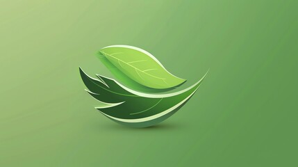 Poster - An illustration of two green leaves on a green background.