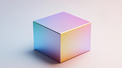 Poster - Colorful Gradient Cube on Soft Background in Minimalistic Modern Style