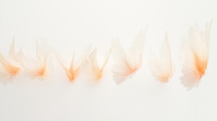 Poster - Delicate Fluttering Butterfly Wings on Soft White Background Capturing Graceful Movement and Ethereal Beauty