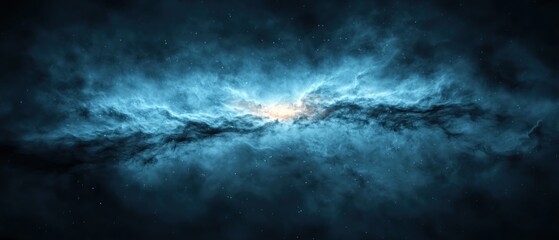 Wall Mural - galactic center gravity concept. A mesmerizing cosmic scene featuring swirling blue gases and light, evoking the depths of space and the beauty of the universe.