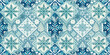 © Skyqun - A stunning winter-themed fabric pattern featuring intricate snowflakes and leaves in shades of blue and cream.