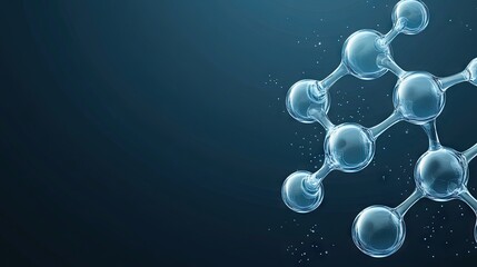 Poster - Artistic banner with glass molecular designs reflecting light, symbolizing biotech innovation and chemistry.