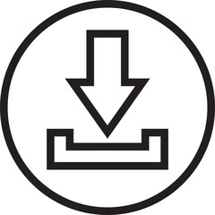 Poster - Download icon in outline style. install symbol. Upload button. Load symbol. Software download arrow. Save button. Download files, applications, documents pictogram isolated on transparent background.