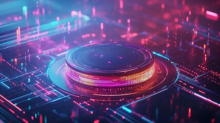 Aufkleber - Futuristic Digital Core Illuminated Neon Lights