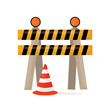 © RF Arms - construction road barrier signpost vector. and traffic cones