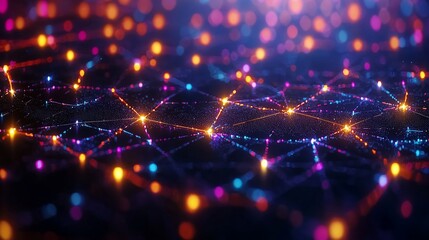 Aufkleber - Abstract Network Of Illuminated Nodes And Connections