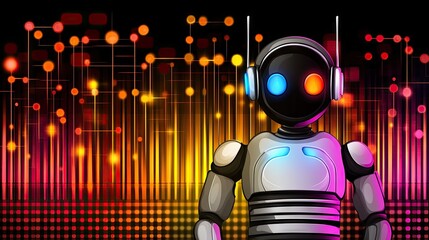 Poster - Chatbot illustration with a vibrant tech background promoting AI-powered solutions for business innovation.