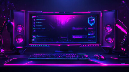 Poster - Game stream overlay, ui frame with yellow neon glow. Twitch streaming screen, gamer username menu panels and buttons. Template for esport, online live video, digital user interface, Cartoon vector set
