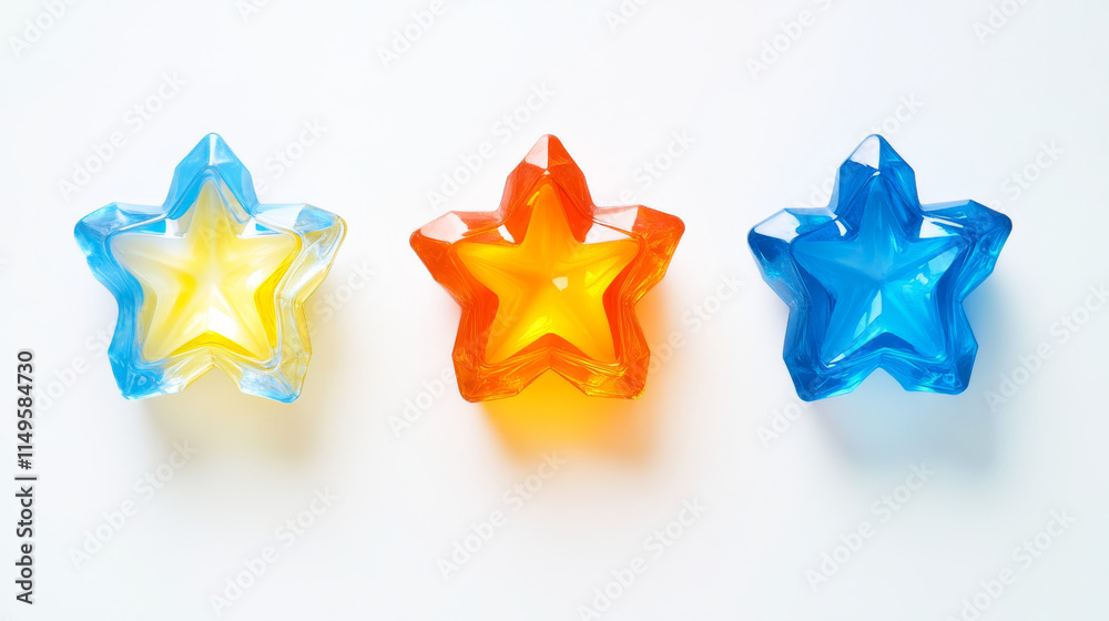 Stars Colorless Ilustración de Stock 3D render set of rating stars isolated on white ...