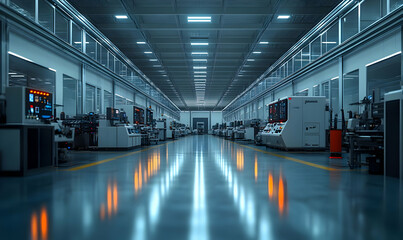 Poster - A modern industrial facility with machinery and equipment in a well-lit environment.
