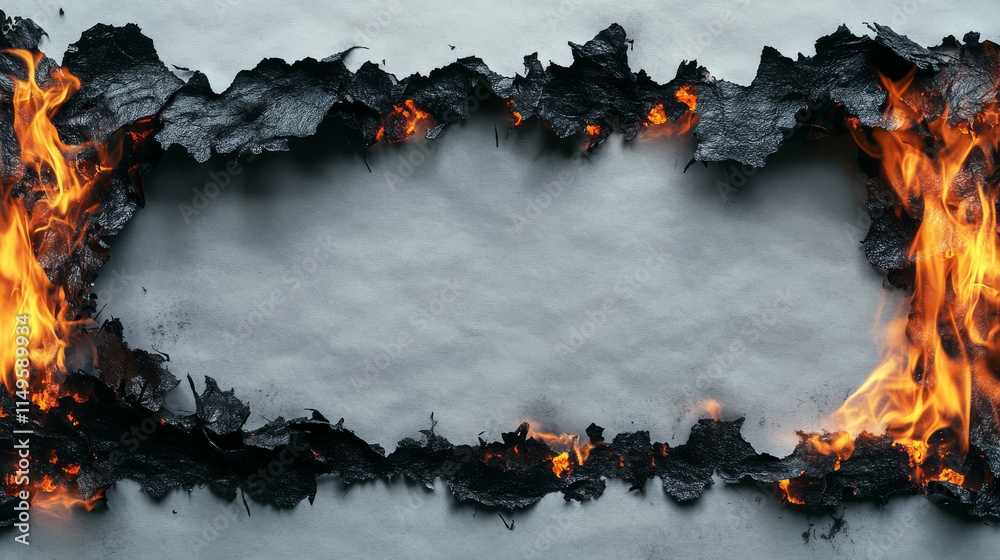 Isolated burn paper page edge with fire vector effect. Realistic burnt ...