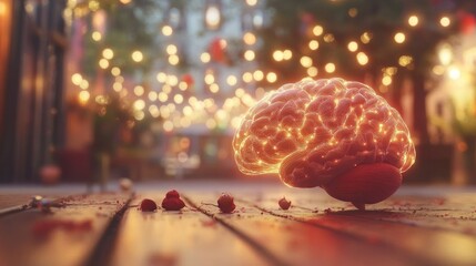 Poster - Human brain glowing with interwoven lines of light, representing the power of neural connections.
