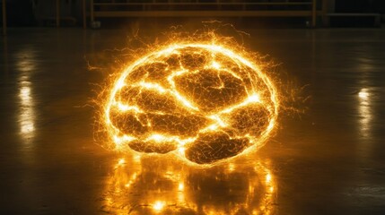 Poster - Human brain radiating light connections, emphasizing the intricate web of neural networks.