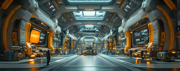Poster - A futuristic industrial facility with advanced technology and a sleek design.