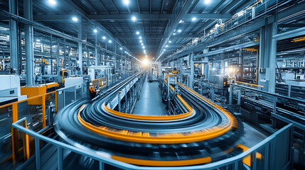 Poster - A modern industrial facility with conveyor belts and machinery for efficient production.
