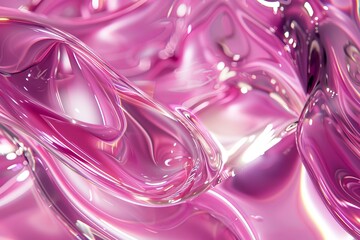 Aufkleber - Abstract pink liquid creating glossy shapes, perfect for backgrounds and designs related to cosmetics, beauty, or any project needing a touch of elegance