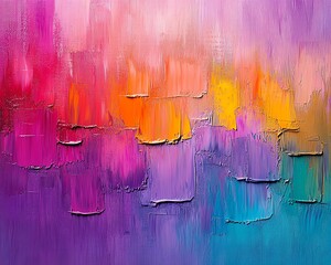 Poster - Vivid abstract oil painting texture with dynamic brush strokes, blending vibrant colors on a textured canvas background