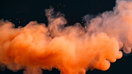 Wall Mural - Vibrant Orange Smoke Cloud on Dark Background for Creative Projects