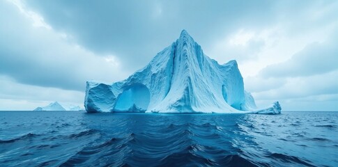 Wall Mural - A massive iceberg in the middle of the ocean with no visible shore or land nearby, iceberg, ocean