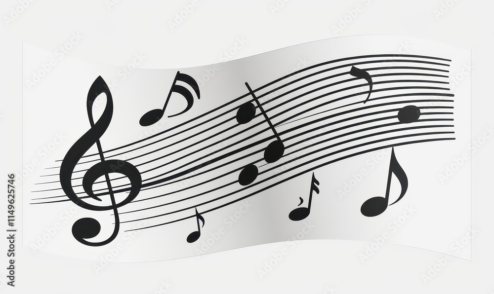 Creative continuous line sketch of musical notes expressing the essence ...