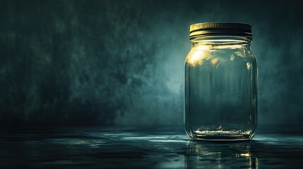 Poster - Empty Glass Jar on Dark Background: Still Life Photography