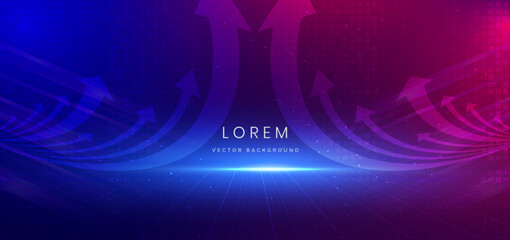 Poster - Abstract technology background futuristic glowing lines neon blue and pink light ray.